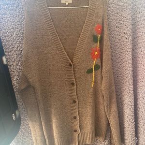 Easel. Boyfriend embroidered cardigan. Sz L